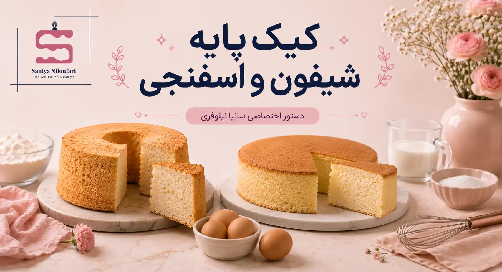 دوره کیک پایه اسفنجی و شیفون